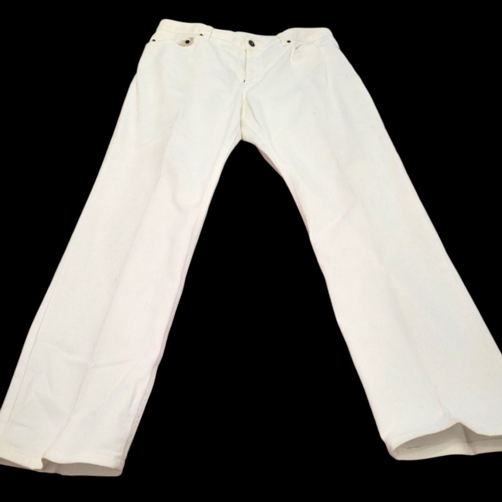 Ralph Lauren Size 14 Cotten With Spandex Straight Leg White Jeans